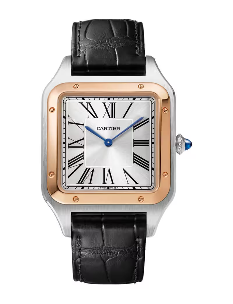 Santos Dumont Silver Roman Numeral Dial Watch