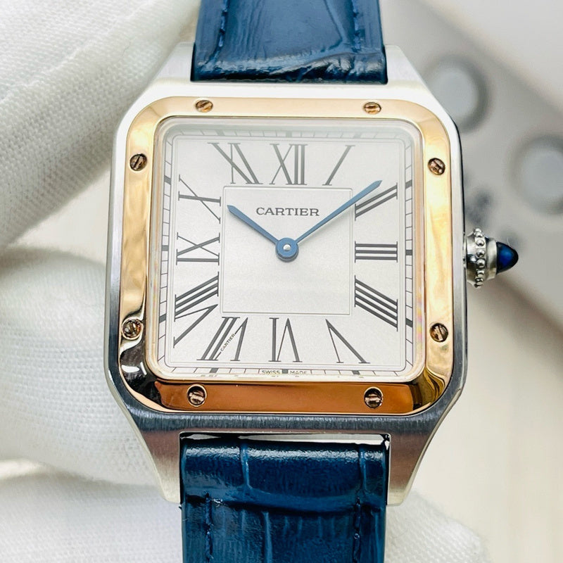 Santos-Dumont steel case and 18K rose gold bezel Watch