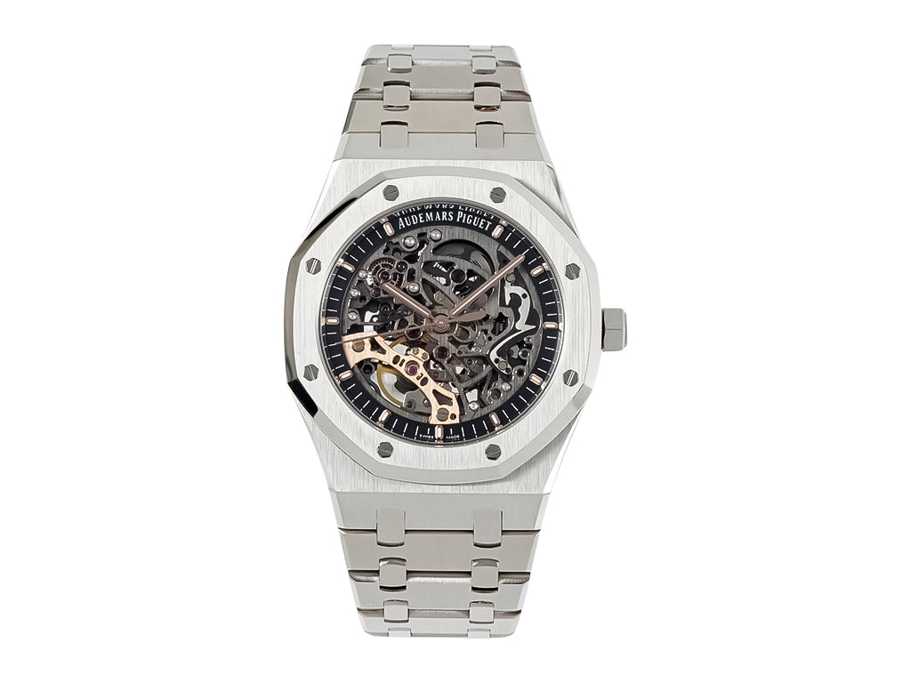 Double Balance Wheel Openworked Steel Watch