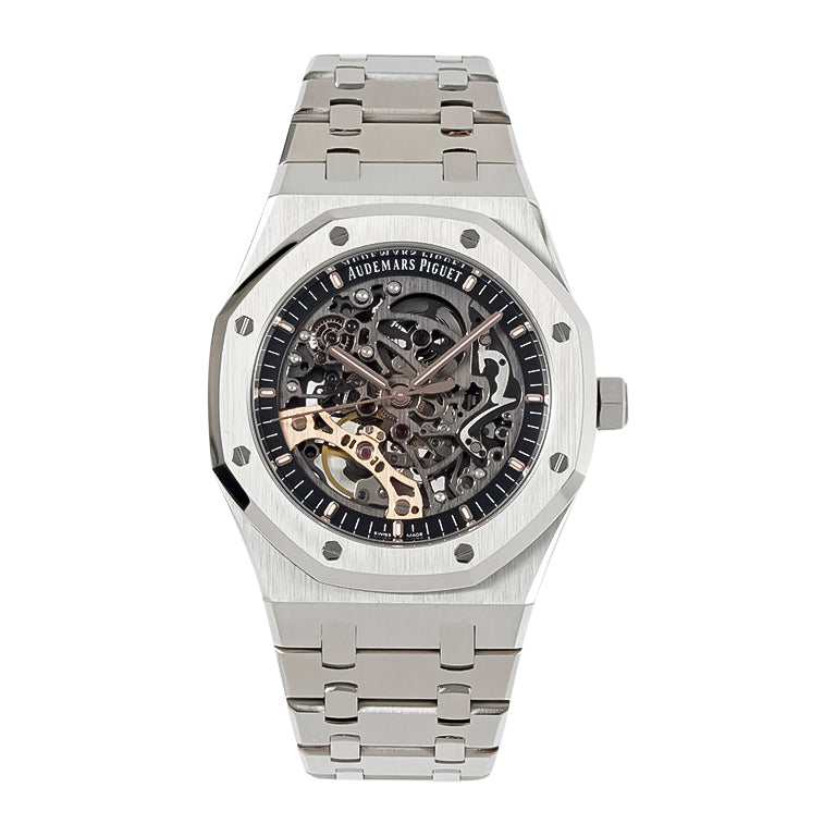 Double Balance Wheel Openworked Steel Watch
