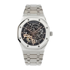 Double Balance Wheel Openworked Steel Watch