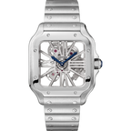 Skeleton Steel & Alligator Strap Watch