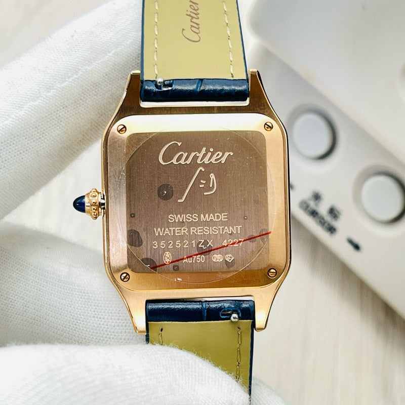 Santos-Dumont Extra-Large Yellow Gold Leather Strap Watch