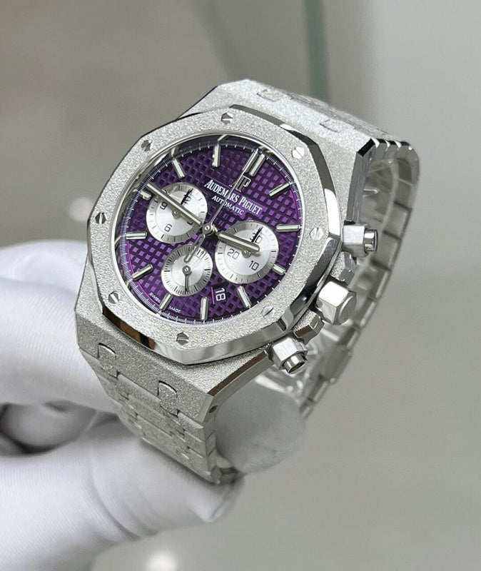 Royal Oak Chronograph 41mm White Gold Purple Dial Luxury Watch