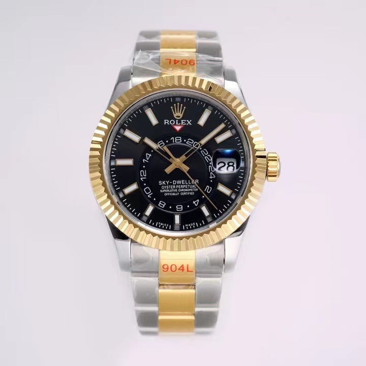 Two-tone Yellow Gold & Stainless Steel With Black Dial Watch