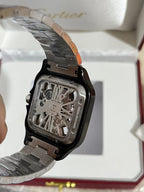 Large Skeleton Steel & Black Watch