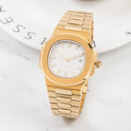 Nautilus Series Gold Finish with White Dial Wrist Watch