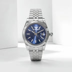Blue Dial with Fluted Bezel Watch