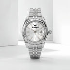 Classic Silver Dial Stainless Steel Strap Analog Watch