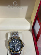 Steel and Yellow Gold Case Bracelet With Black Ceramic Dial Bezel Watch