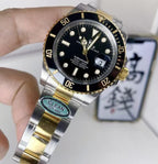 Stainless Steel and 18k Yellow Gold Submariner Date Black Dial Watch