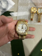 Yellow Gold Wristwatch & White Dial With Roman Numerals Watch
