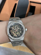 41mm Blue dial Hammered 18K white gold Men's Watch