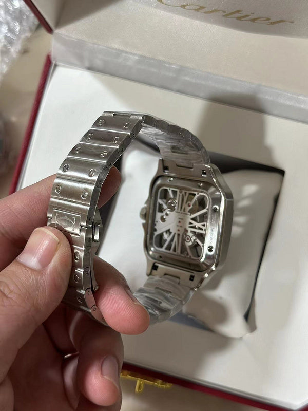Stainless Steel Case & Green Skeleton Dial Watch