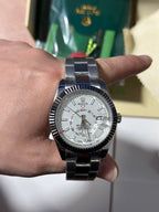 Stainless Steel Oyster Bracelet With White Gold Fluted Bezel Watch