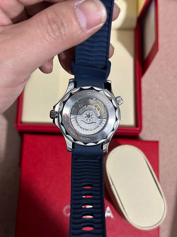 Grey Wave Dial & Blue Ceramic Bezel & Strap Watch