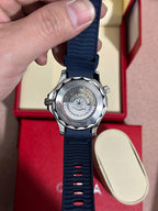 Grey Wave Dial & Blue Ceramic Bezel & Strap Watch