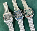 Stainless Steel Case & Green Skeleton Dial Watch