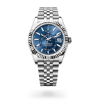 Oyster Perpetual White Rolesor Sky-Dweller Bright Blue Dial Watch