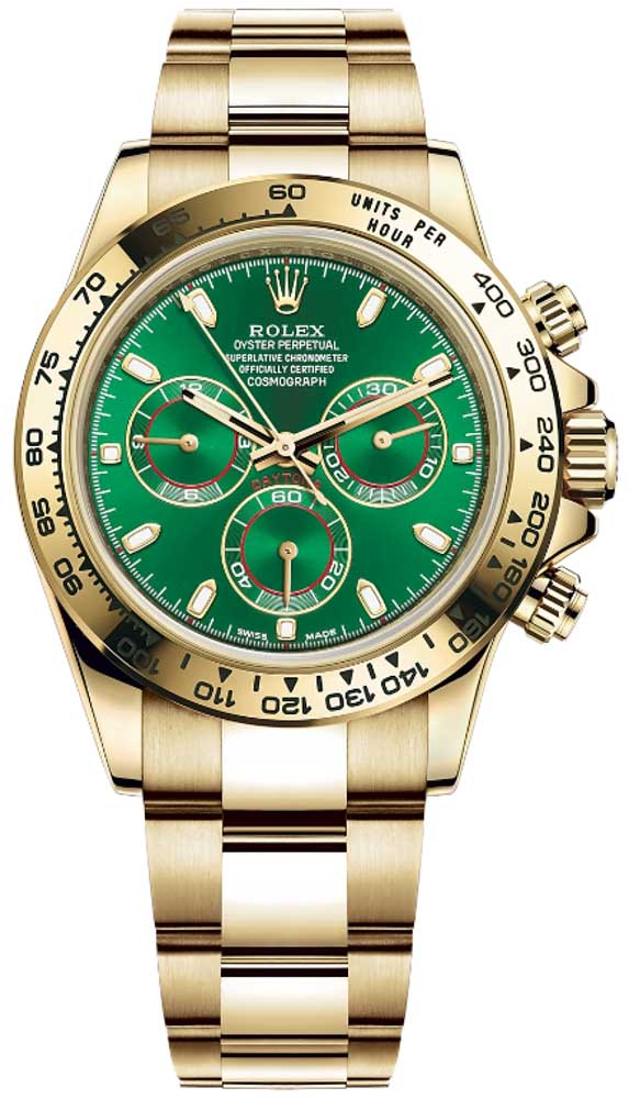 Cosmograph Daytona Yellow Gold Distinctive Green Dial Watch