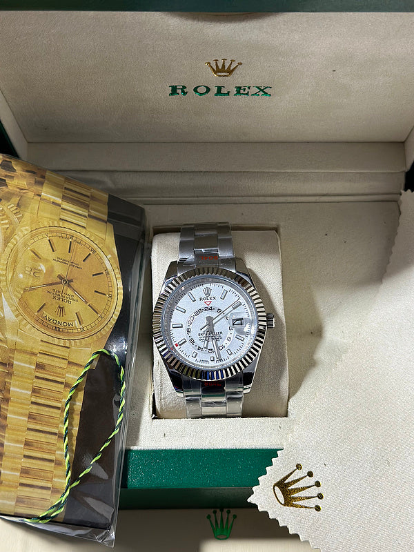 Stainless Steel Oyster Bracelet With White Gold Fluted Bezel Watch