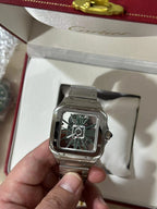 Stainless Steel Case & Green Skeleton Dial Watch
