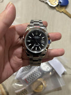 34 Black Dial Smooth Bezel Stainless Steel Oyster Bracelet Watch