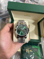 Day-Date Olive Green Arabic Dial Platinum Bracelet/Case/Smooth Bezel 40mm Watch