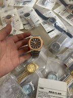 Two-Tone Rose Gold & Silver Luxury Nautilus-Style Watch