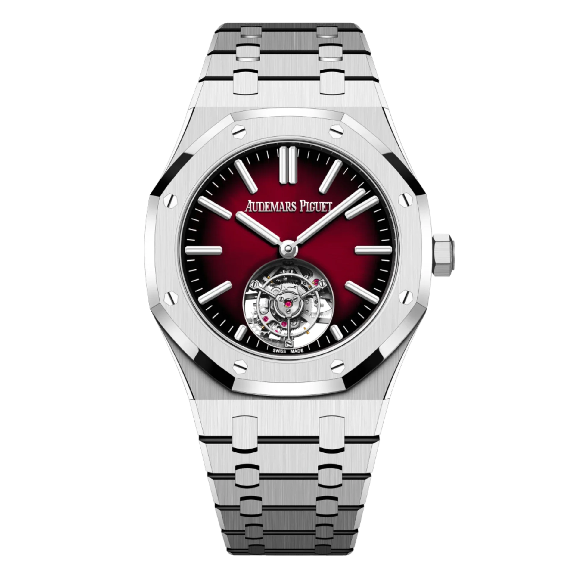Tourbillon Steel Red Dial 41mm Watch