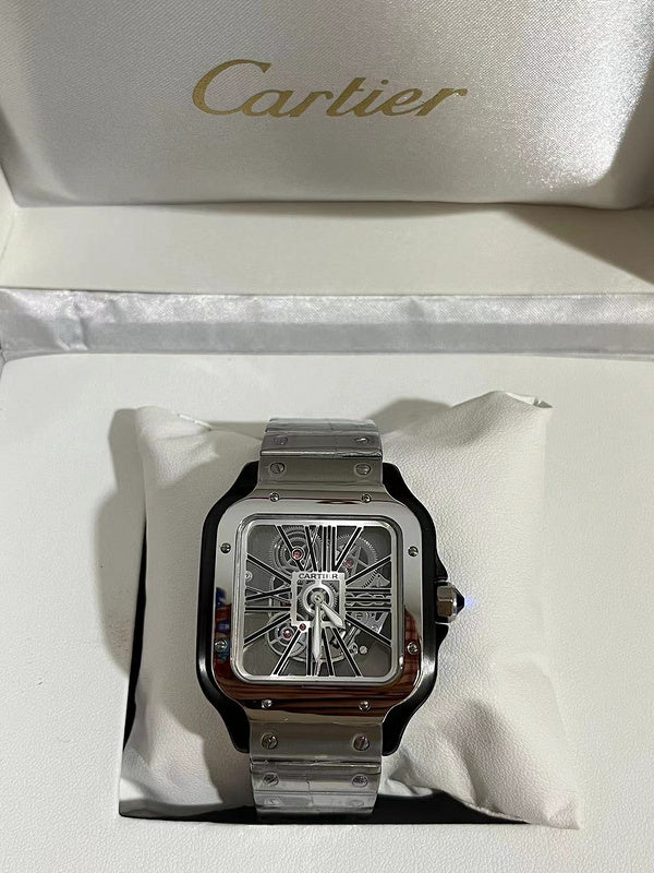 Large Skeleton Steel & Black Watch