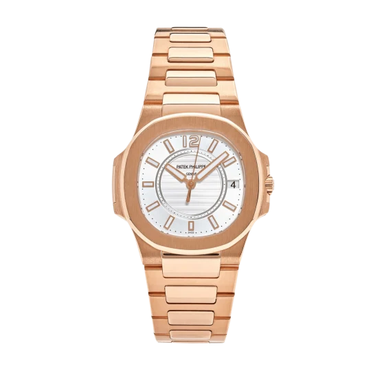 Nautilus Silver Dial 18kt Rose Gold Ladies Watch