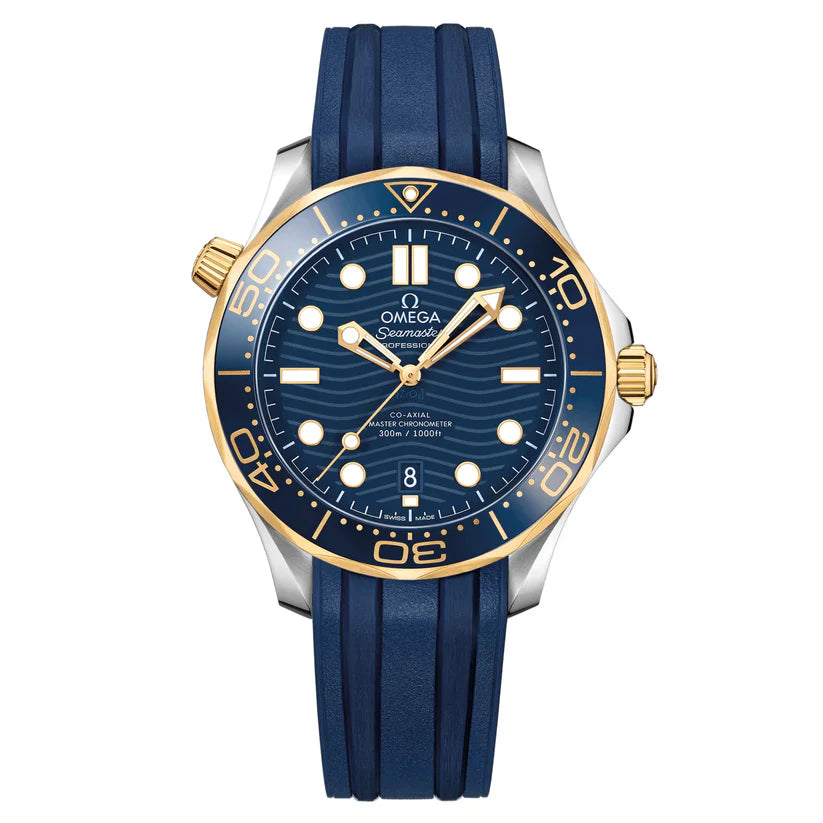 42mm Stainless Steel & Yellow Gold Case paired With Blue Rubber Strap Watch