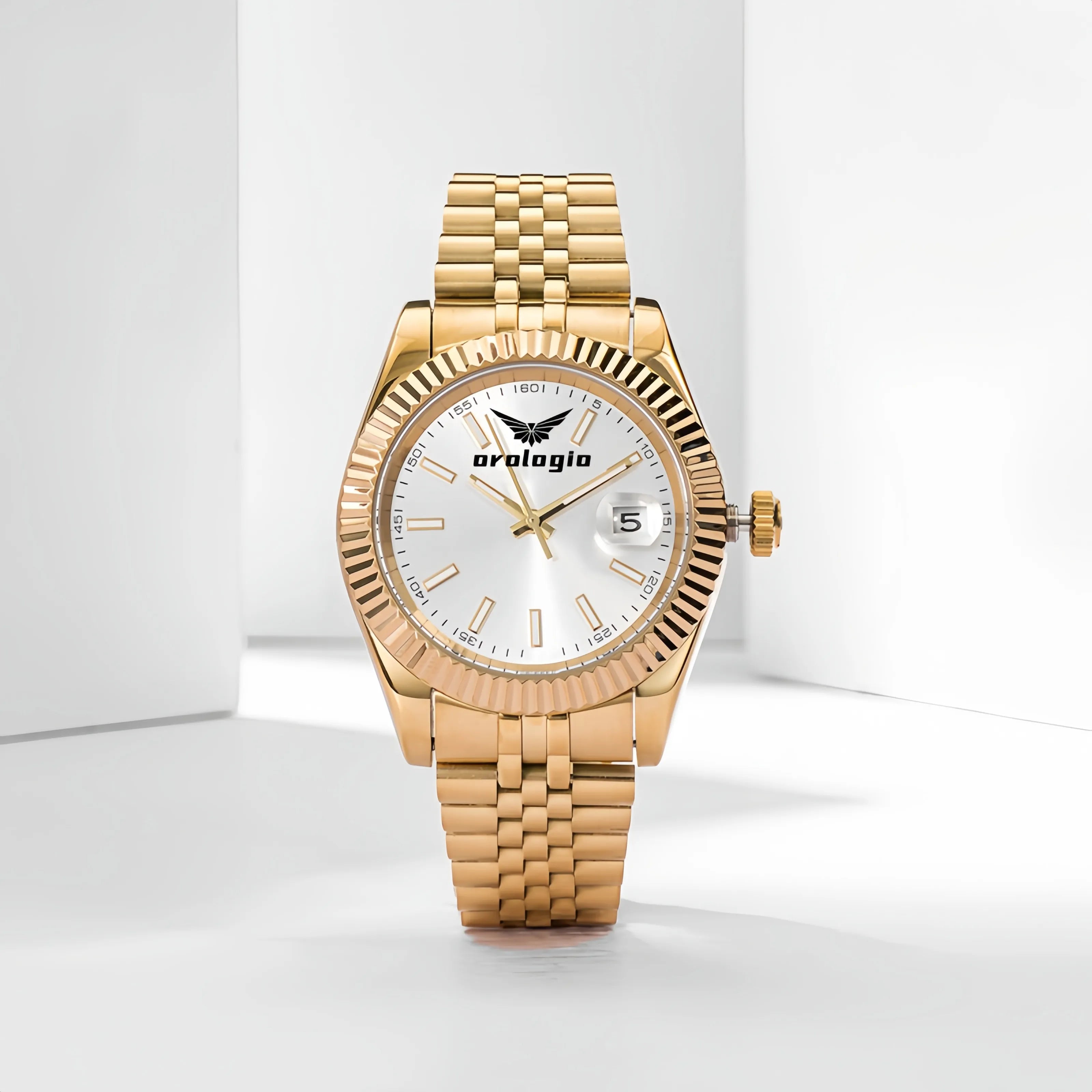 Gold-Toned Band & Case with White Dial Watch