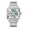 Stainless Steel Case & Green Skeleton Dial Watch