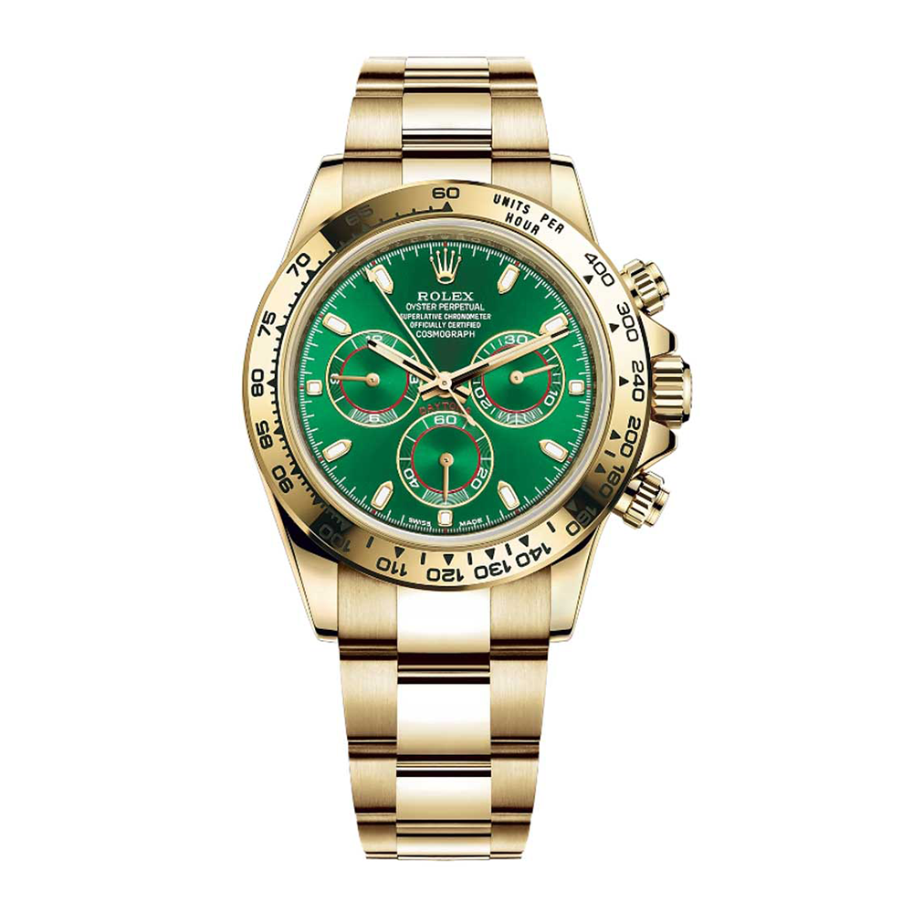 Cosmograph Daytona Yellow Gold Distinctive Green Dial Watch