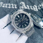 41mm Blue dial Hammered 18K white gold Men's Watch