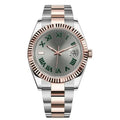 41mm Two-Tone Rose Gold & Stainless Steel Grey Dial Luxury Date Watch