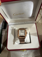 Large Rose Gold Silver Dial Mens Watch