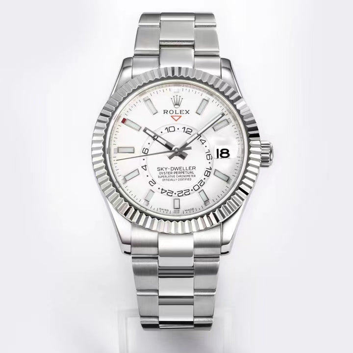 Stainless Steel Oyster Bracelet With White Gold Fluted Bezel Watch