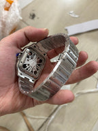 Skeleton Steel & Alligator Strap Watch