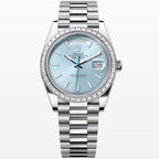 Platinum With Diamond Set Bezel & ice Blue Dial Watch