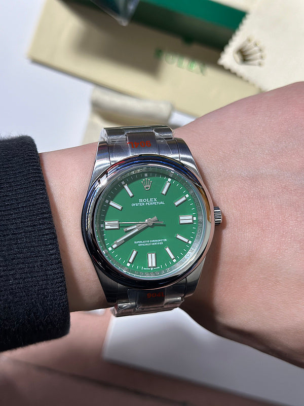 Oyster Perpetual Steel Watch With Green Dial