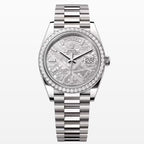 Platinum Day-Date 40 Baguette Diamond Bezel Watch