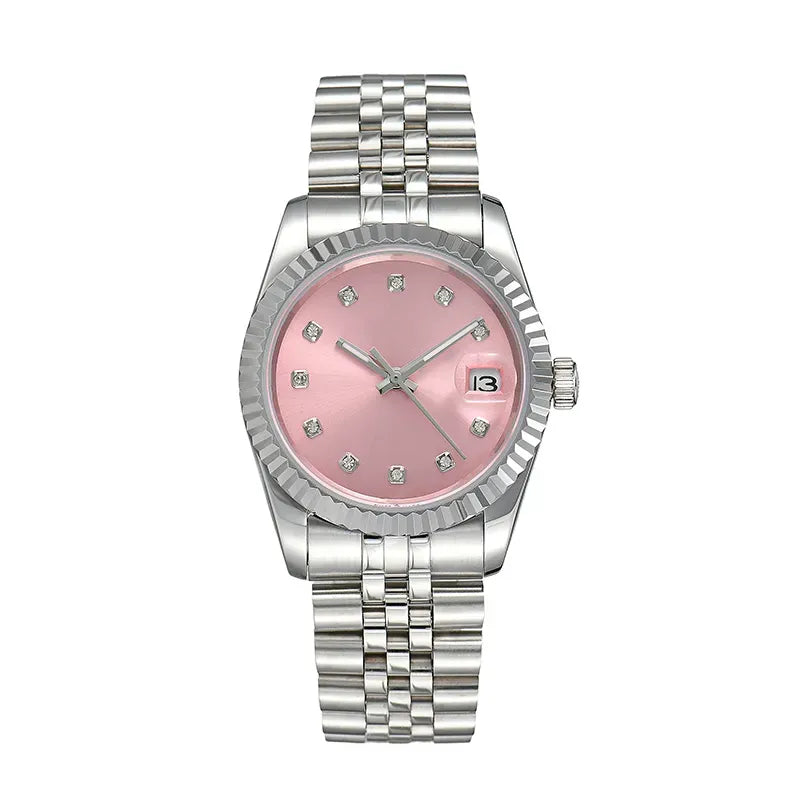 36mm Sunburst Pink Dial Silver Roman Numbers NH35A Datejust Watch