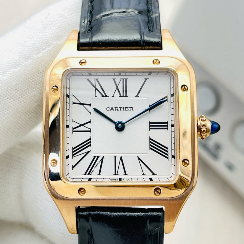 Santos-Dumont Automatic 31.4mm Large Pink Gold & Alligator Watch