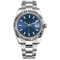 41mm Luxury Date Watch with Blue Dial & Fluted Bezel