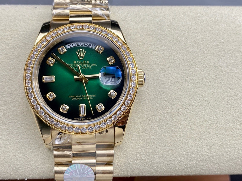 Day-Date Green Ombré Diamond Dial Yellow Gold 36mm