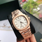 Nautilus Silver Dial 18kt Rose Gold Ladies Watch
