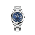 Blue Roman Day-Date 40mm White Gold Mens Watch